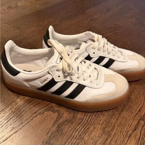 Adidas Samba Women’s White & Black Leather Sneakers with Gum Sole